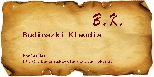 Budinszki Klaudia névjegykártya